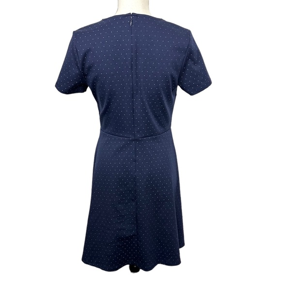 GAP Navy Polka Dot Print Ponte Dress Size 6 A-Line Short Sleeve Skater Retro - Picture 2 of 8